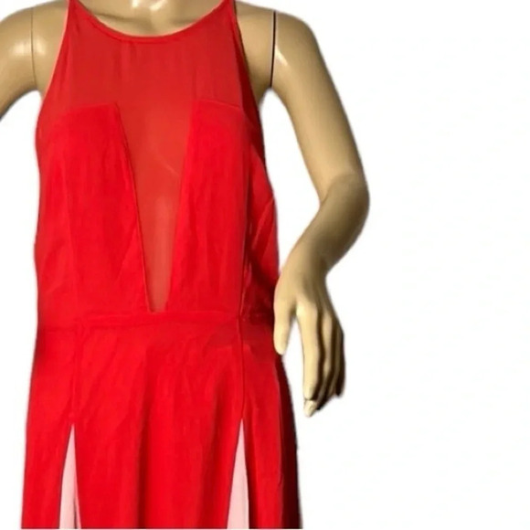 Y2K NWT,EXPRESS halter dress,maxi,Fairy,sheer,lined,glam,fit&flare,color block, - Picture 7 of 16
